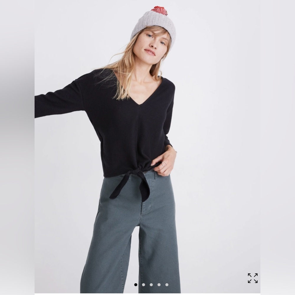 Madewell Texture & Thread Tie Front Top, Size XS